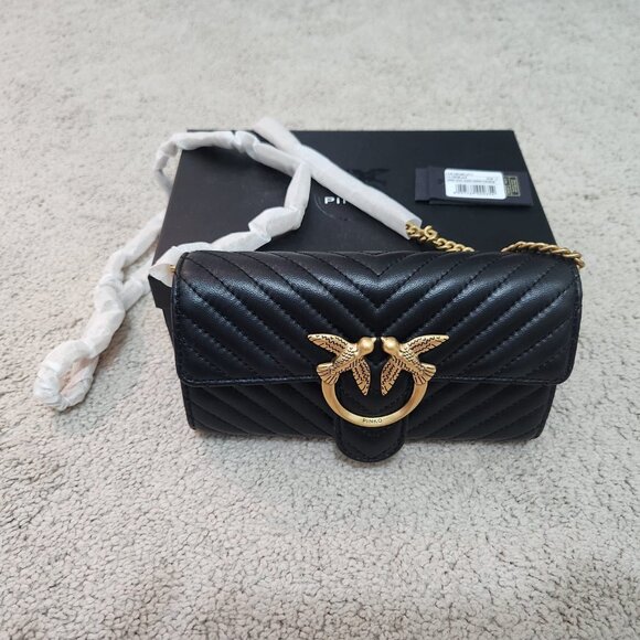 PINKO Love One Wallet C Black Purse / Wallet on a Chain - Picture 8 of 10